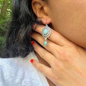 Turquoise and silver Lucky brand earrings